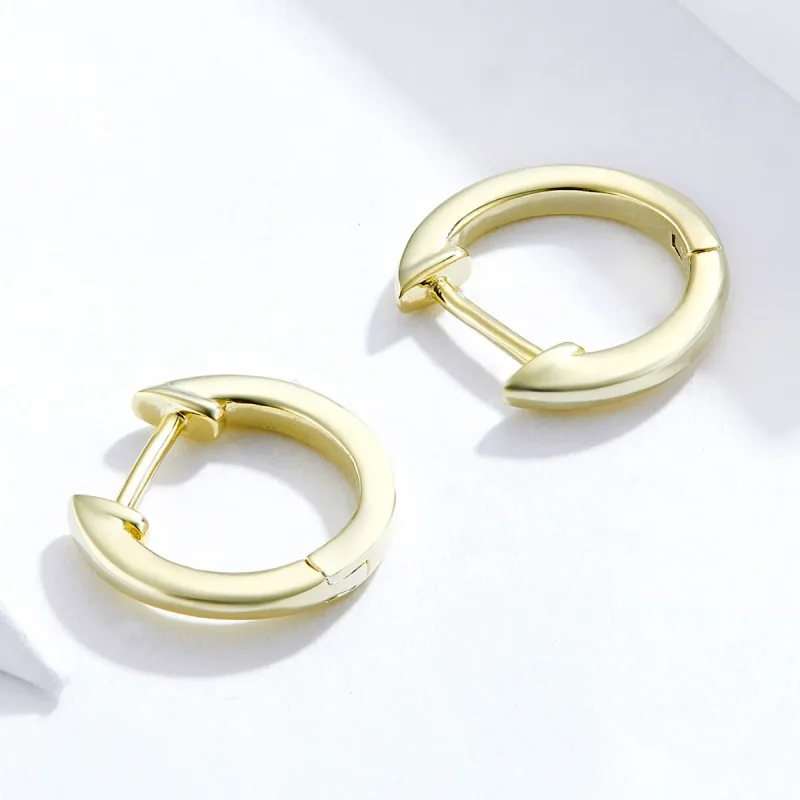 (image for) Pandora Style 18ct Gold Plated Hoop Earrings , Simple - SCE808 - View 4