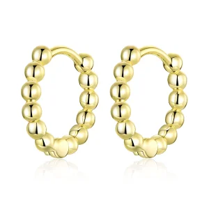 (image for) Pandora Style 18ct Gold Plated Hoop Earrings , Small Ball - SCE807-B