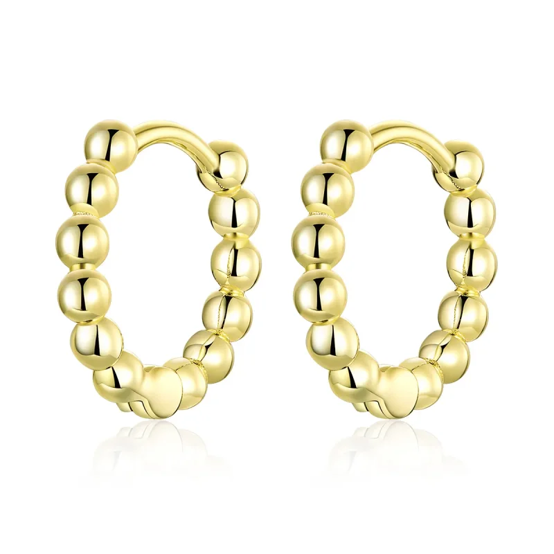 (image for) Pandora Style 18ct Gold Plated Hoop Earrings , Small Ball - SCE807-B - Product Image