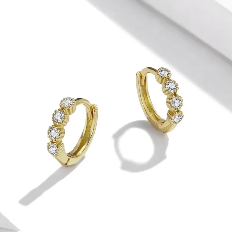 (image for) Pandora Style 18ct Gold Plated Hoop Earrings , Stylish - SCE1126 - View 3
