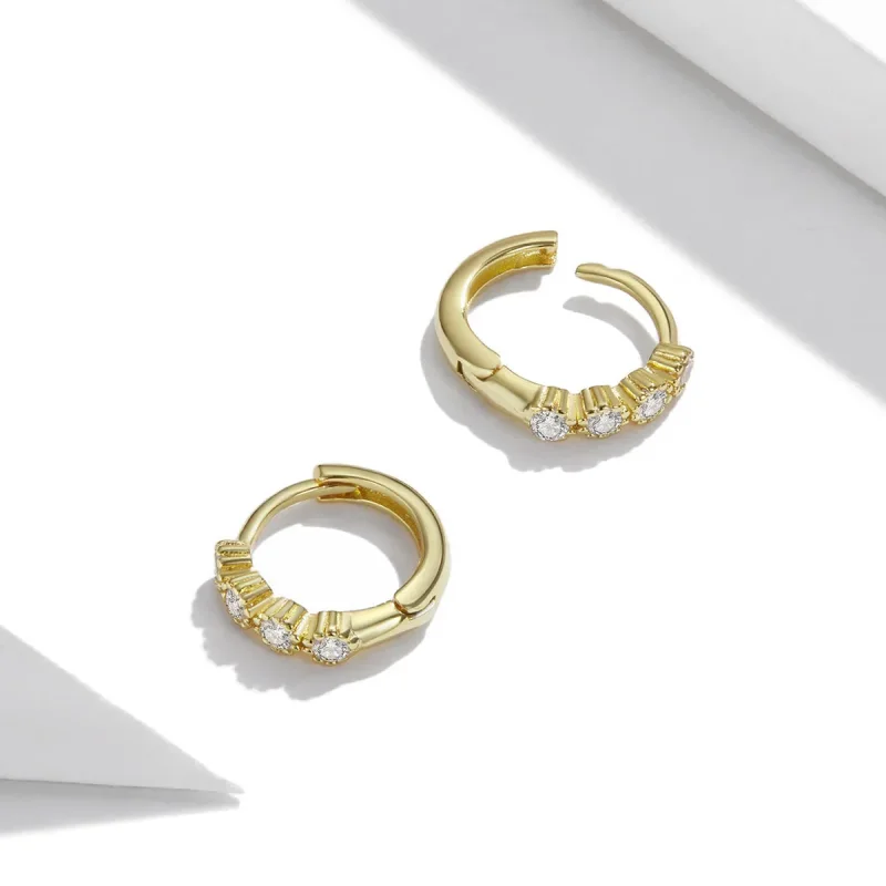 (image for) Pandora Style 18ct Gold Plated Hoop Earrings , Stylish - SCE1126 - View 4
