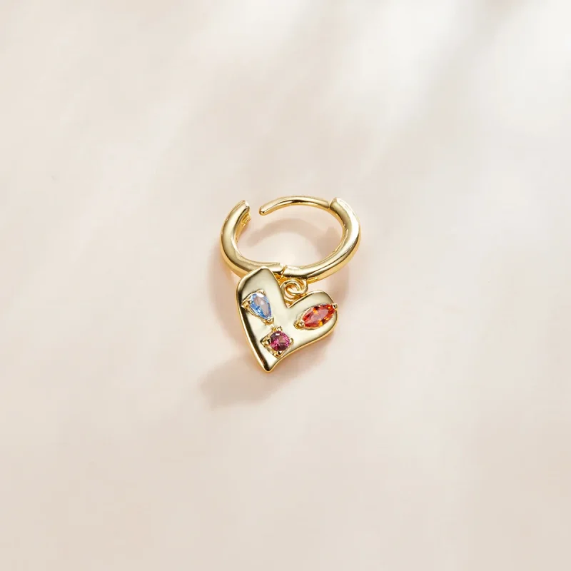 (image for) Pandora Style 18ct Gold Plated Single Dangle Earring, Colorful Heart - SCE1063 - View 2