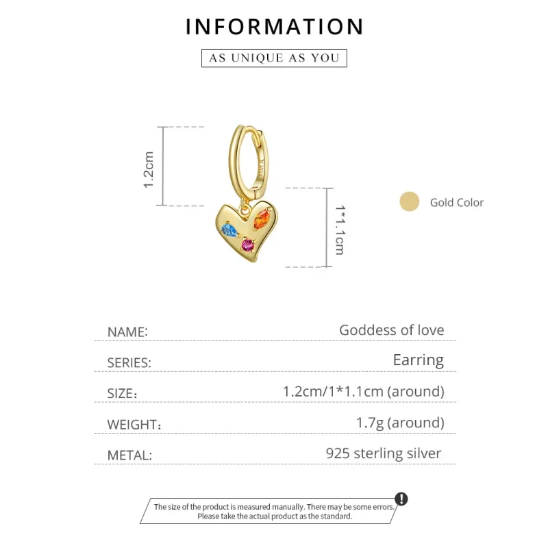 (image for) Pandora Style 18ct Gold Plated Single Dangle Earring, Colorful Heart - SCE1063 - View 8