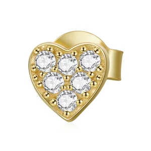(image for) Pandora Style 18ct Gold Plated Stud Earrings, Asymmetric Heart - SCE1056