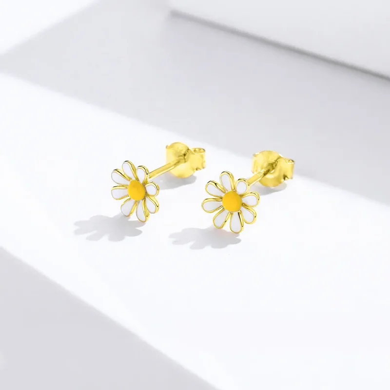 (image for) Pandora Style 18ct Gold Plated Stud Earrings, Daisy - BSE203 - View 2
