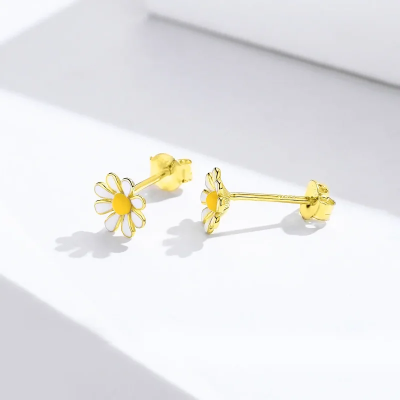(image for) Pandora Style 18ct Gold Plated Stud Earrings, Daisy - BSE203 - View 3