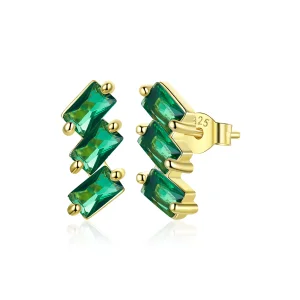 (image for) Pandora Style 18ct Gold Plated Stud Earrings, Emerald Solid - SCE1051-GN