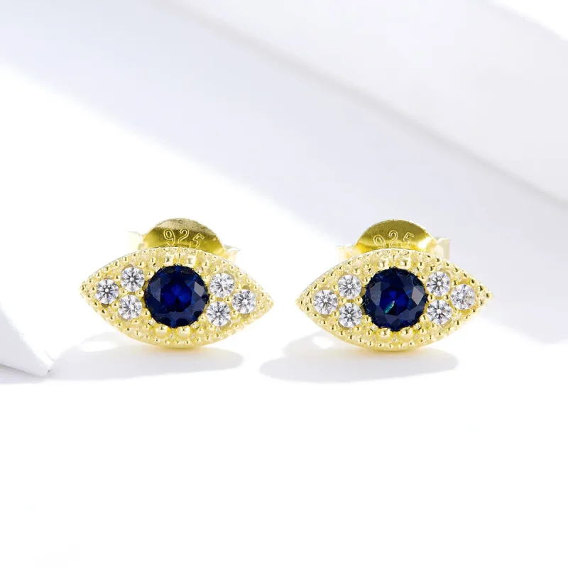 (image for) Pandora Style 18ct Gold Plated Stud Earrings, Lucky Eye - SCE805 - View 4