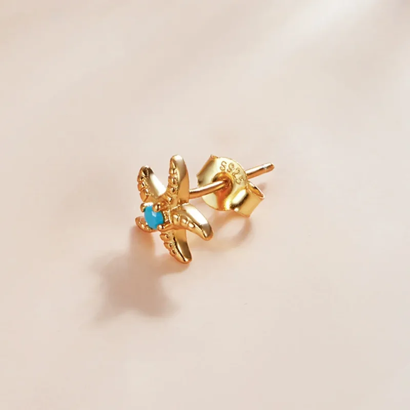 (image for) Pandora Style 18ct Gold Plated Stud Earrings, Mysterious Spain Starfish - SCE115 - View 3