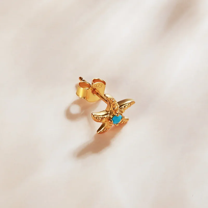 (image for) Pandora Style 18ct Gold Plated Stud Earrings, Mysterious Spain Starfish - SCE115 - View 4