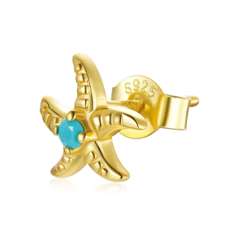 (image for) Pandora Style 18ct Gold Plated Stud Earrings, Mysterious Spain Starfish - SCE1152 - Product Image