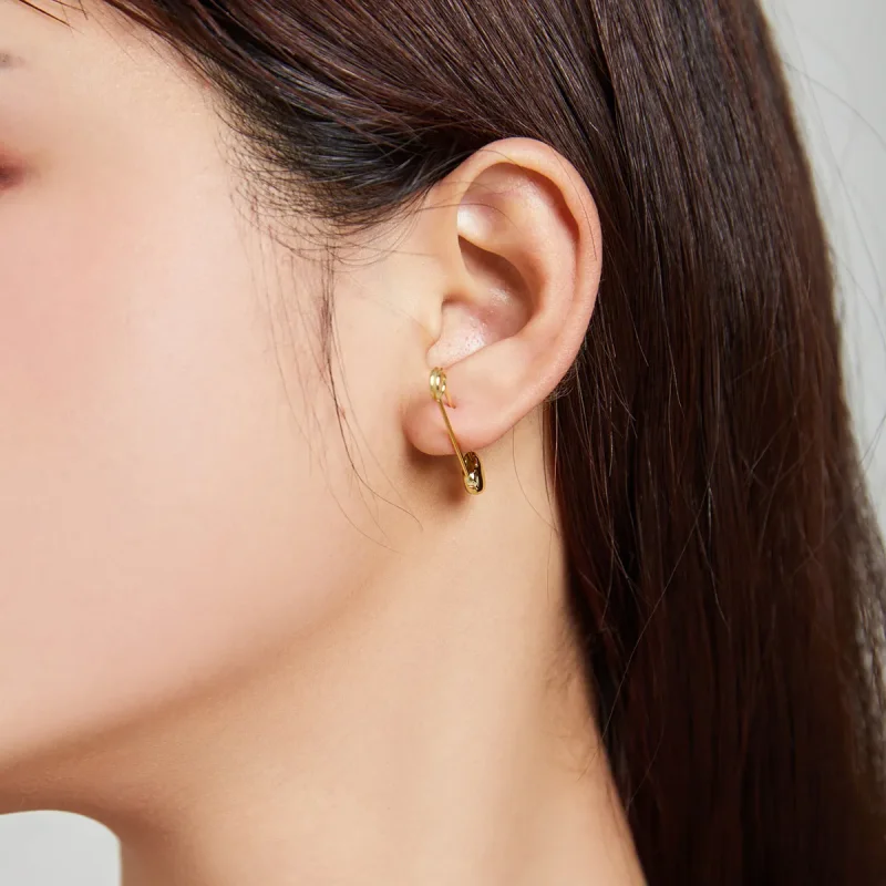(image for) Pandora Style 18ct Gold Plated Stud Earrings, Snap-Pin Le Stud-Love - SCE1088 - View 4