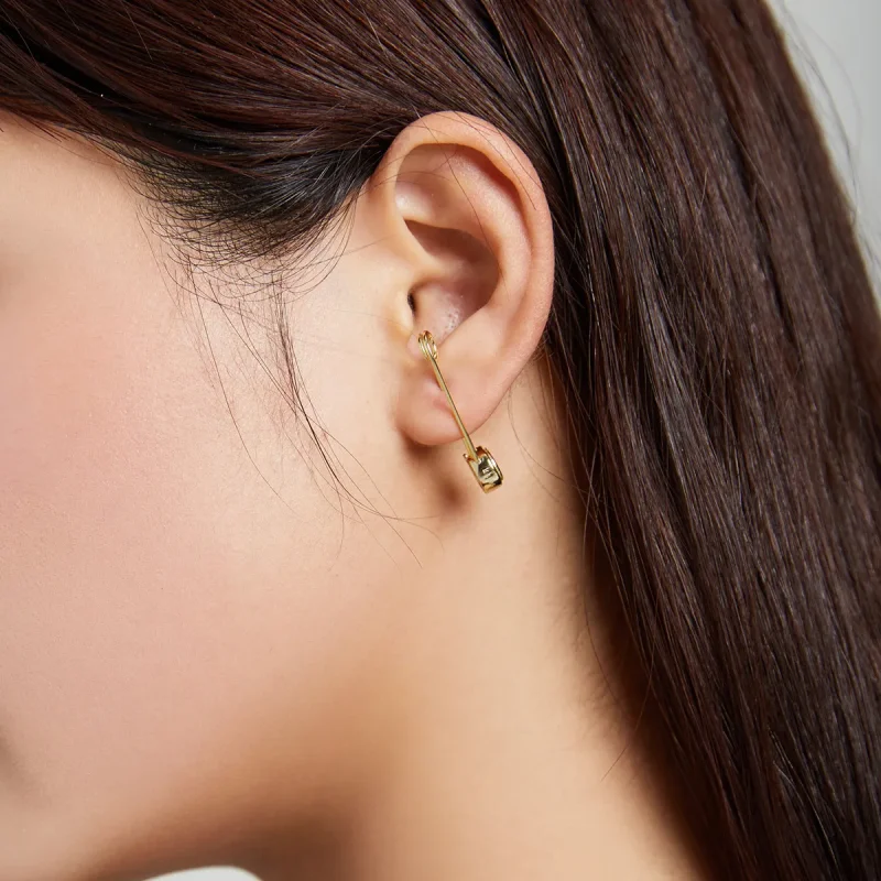 (image for) Pandora Style 18ct Gold Plated Stud Earrings, Snap-Pin Stud-Shine - SCE1087 - View 3