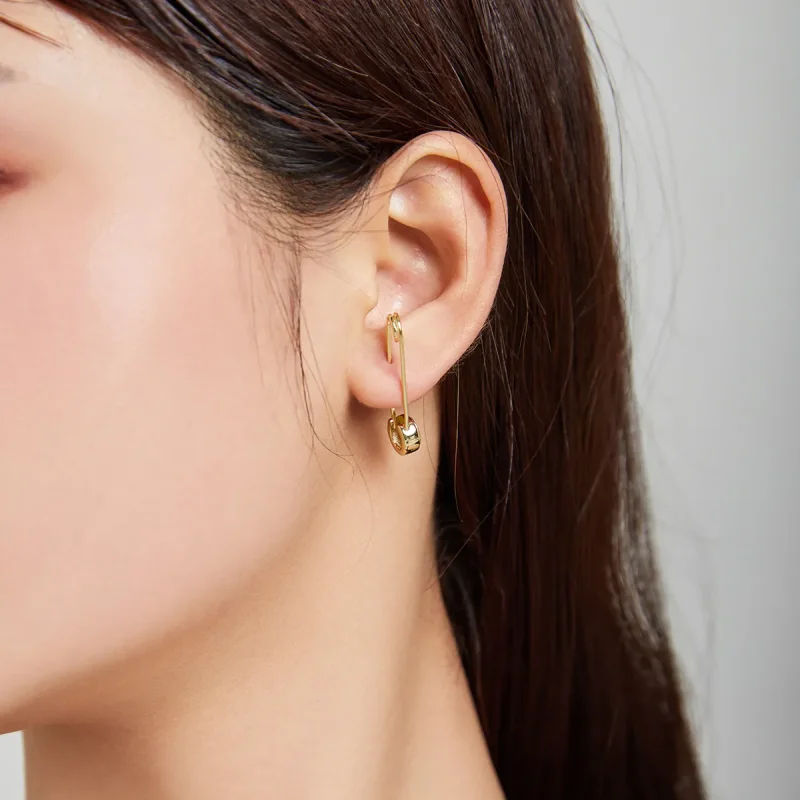 (image for) Pandora Style 18ct Gold Plated Stud Earrings, Snap-Pin Stud-Shine - SCE1087 - View 4