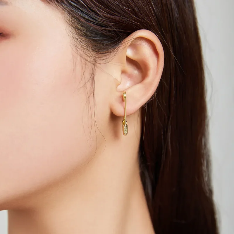 (image for) Pandora Style 18ct Gold Plated Stud Earrings, Snap-Pin Stud-Simple - SCE1086 - View 3
