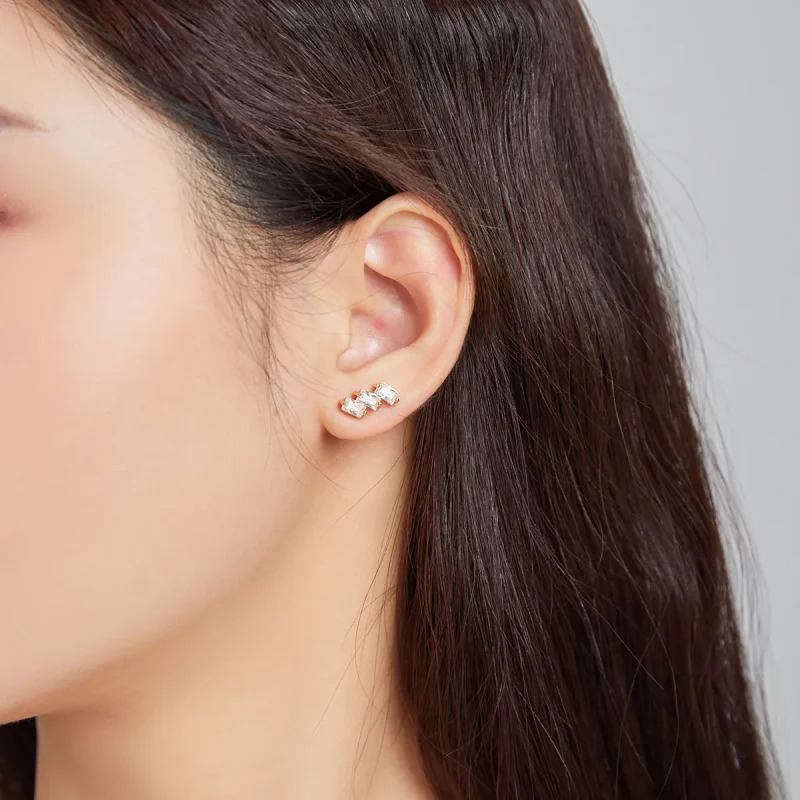 (image for) Pandora Style 18ct Gold Plated Stud Earrings, Solid - SCE1051-B - View 5