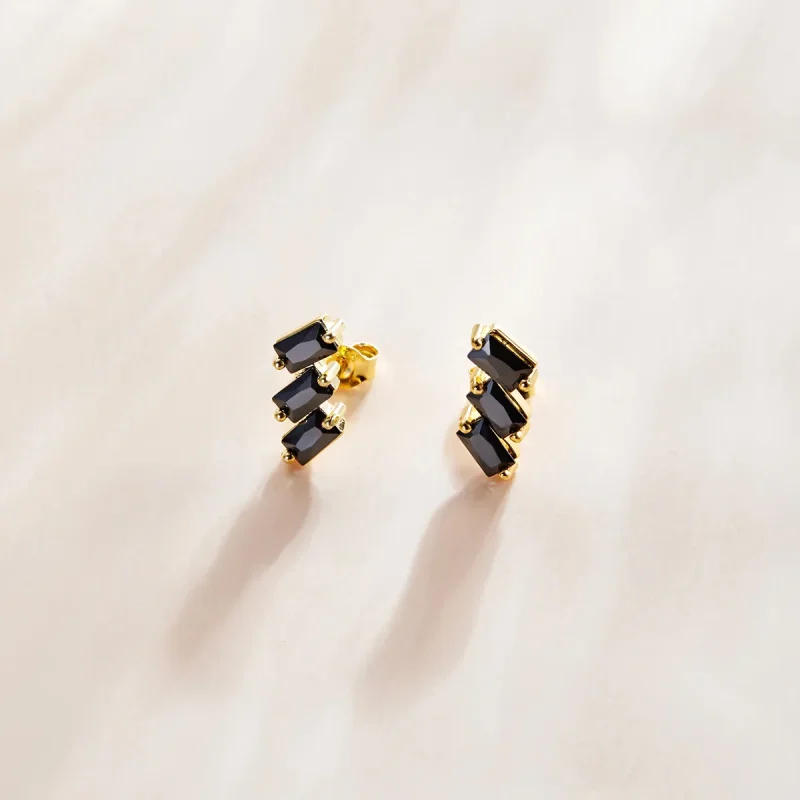 (image for) Pandora Style 18ct Gold Plated Stud Earrings, Solid - SCE1051-BK - View 2