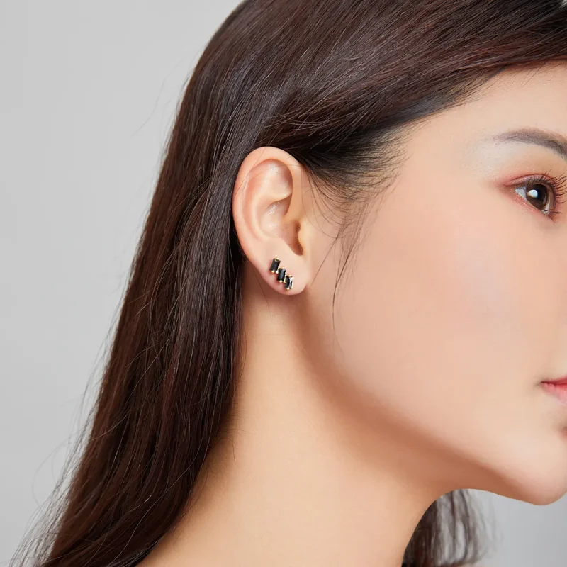 (image for) Pandora Style 18ct Gold Plated Stud Earrings, Solid - SCE1051-BK - View 4