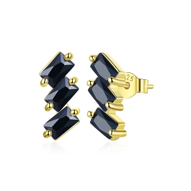 (image for) Pandora Style 18ct Gold Plated Stud Earrings, Solid - SCE1051-BK - Product Image