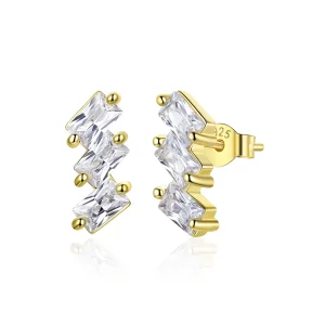 (image for) Pandora Style 18ct Gold Plated Stud Earrings, Solid - SCE1051-B