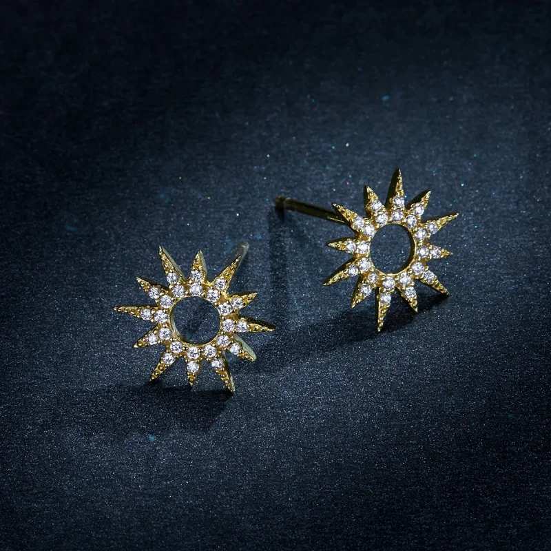 (image for) Pandora Style 18ct Gold Plated Stud Earrings, Sun - BSE256 - View 9