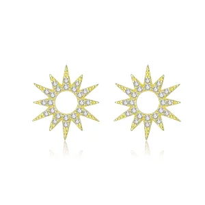 (image for) Pandora Style 18ct Gold Plated Stud Earrings, Sun - BSE256