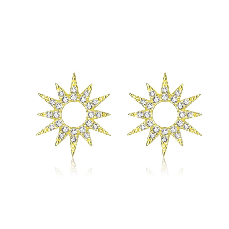 (image for) Pandora Style 18ct Gold Plated Stud Earrings, Sun - BSE256 - Product Image