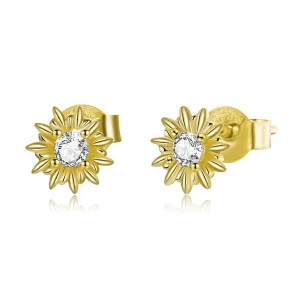 (image for) Pandora Style 18ct Gold Plated Stud Earrings, Sunflower - SCE1057