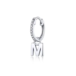 (image for) Pandora Style Dangle Earring, Letter M - SCE848-M
