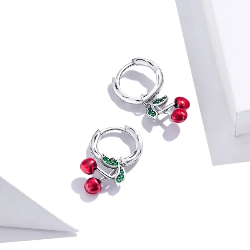 (image for) Pandora Style Rose Gold Dangle Earrings, Cherry - SCE905 - View 3