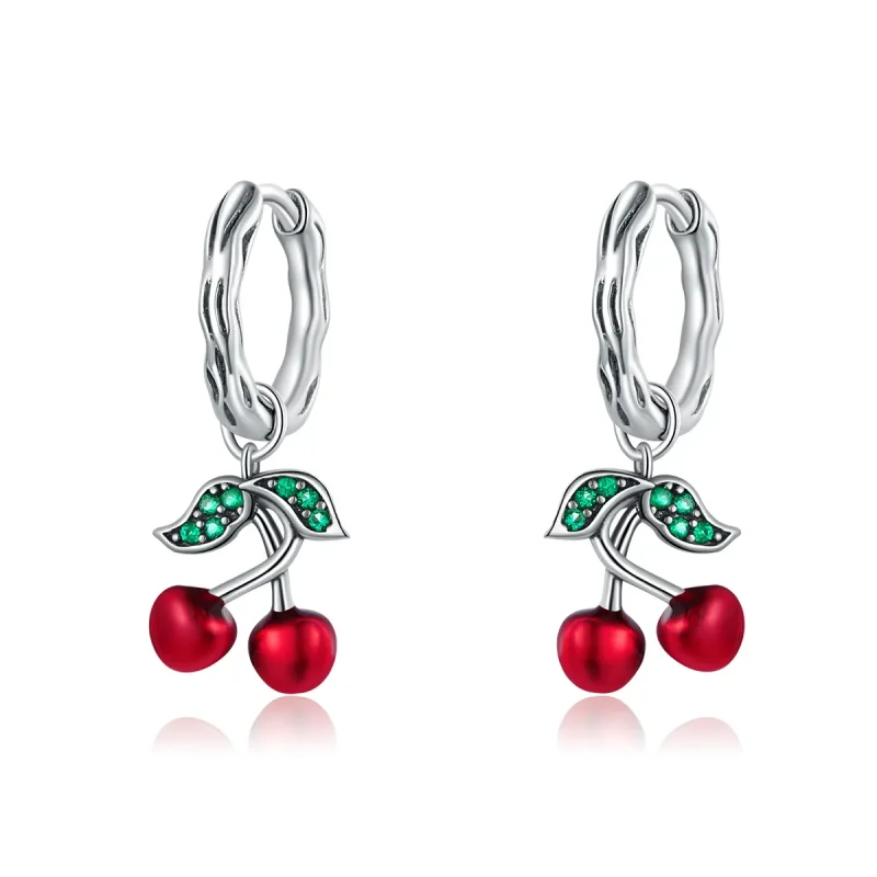 (image for) Pandora Style Rose Gold Dangle Earrings, Cherry - SCE905 - Product Image