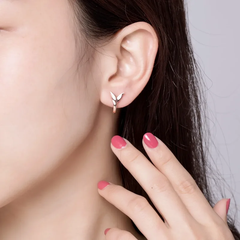 (image for) Pandora Style Rose Gold Hoop Earrings, Dolphin Tail - BSE078 - View 6