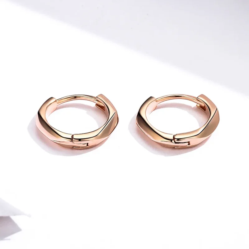 (image for) Pandora Style Rose Gold Hoop Earrings, Simple - BSE119 - View 5