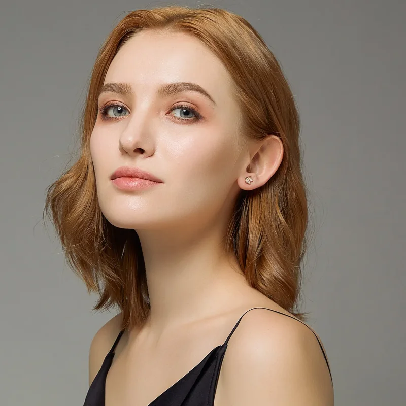 (image for) Pandora Style Rose Gold Stud Earrings, Butterfly - SCE776 - View 5