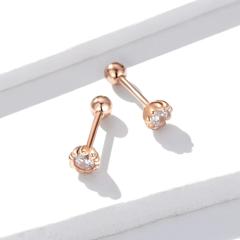 (image for) Pandora Style Rose Gold Stud Earrings, Gentle Shine - BSE219 - View 2