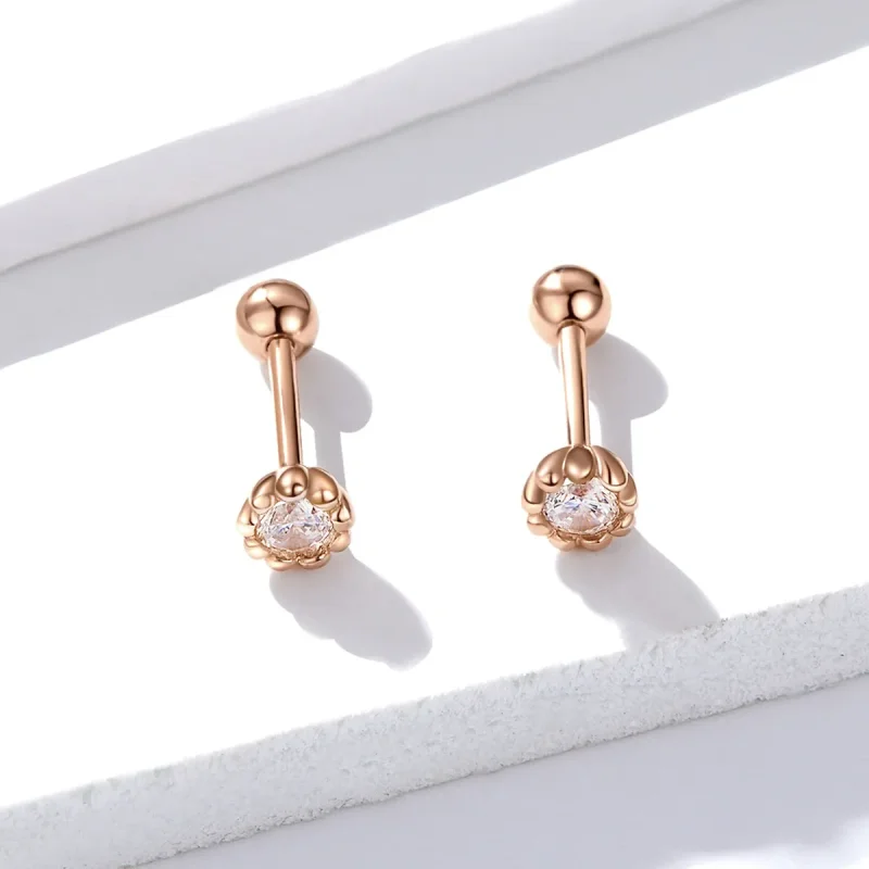 (image for) Pandora Style Rose Gold Stud Earrings, Gentle Shine - BSE219 - View 3