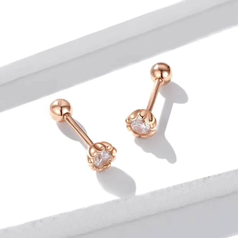 (image for) Pandora Style Rose Gold Stud Earrings, Gentle Shine - BSE219 - View 4