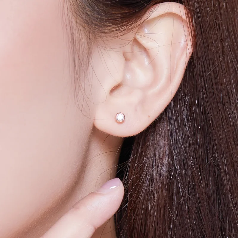 (image for) Pandora Style Rose Gold Stud Earrings, Gentle Shine - BSE219 - View 5