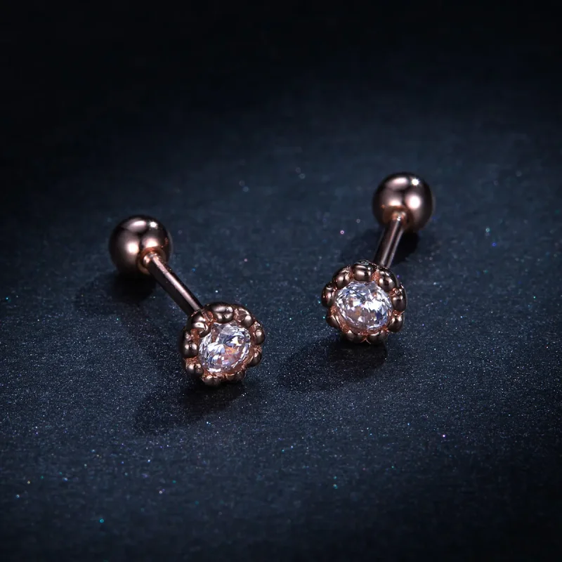 (image for) Pandora Style Rose Gold Stud Earrings, Gentle Shine - BSE219 - View 8