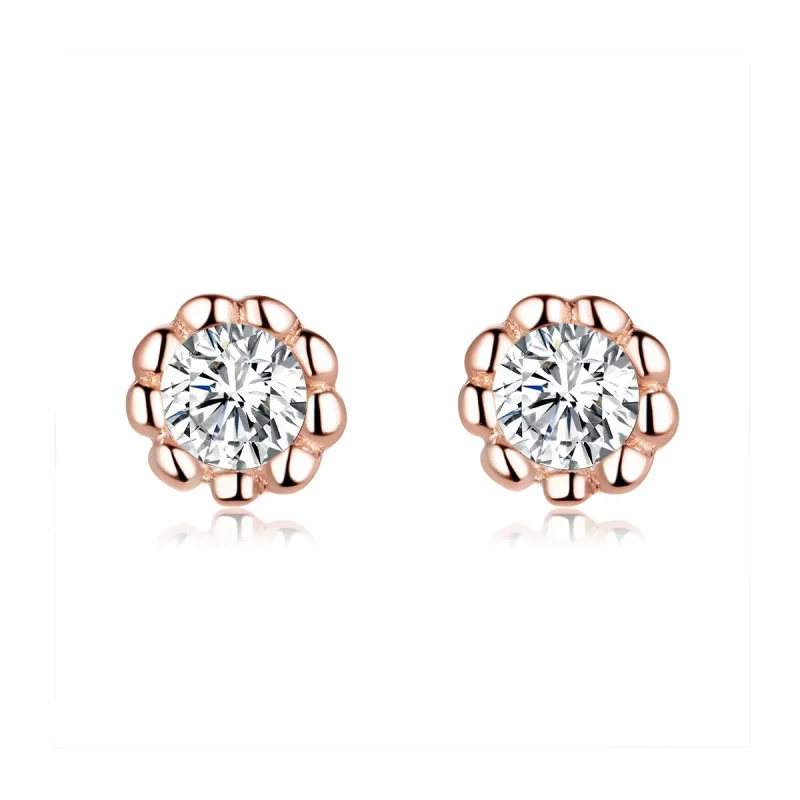 (image for) Pandora Style Rose Gold Stud Earrings, Gentle Shine - BSE219 - Product Image