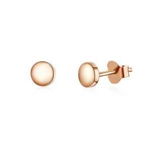 (image for) Pandora Style Rose Gold Stud Earrings, Simple Bean - SCE705-C
