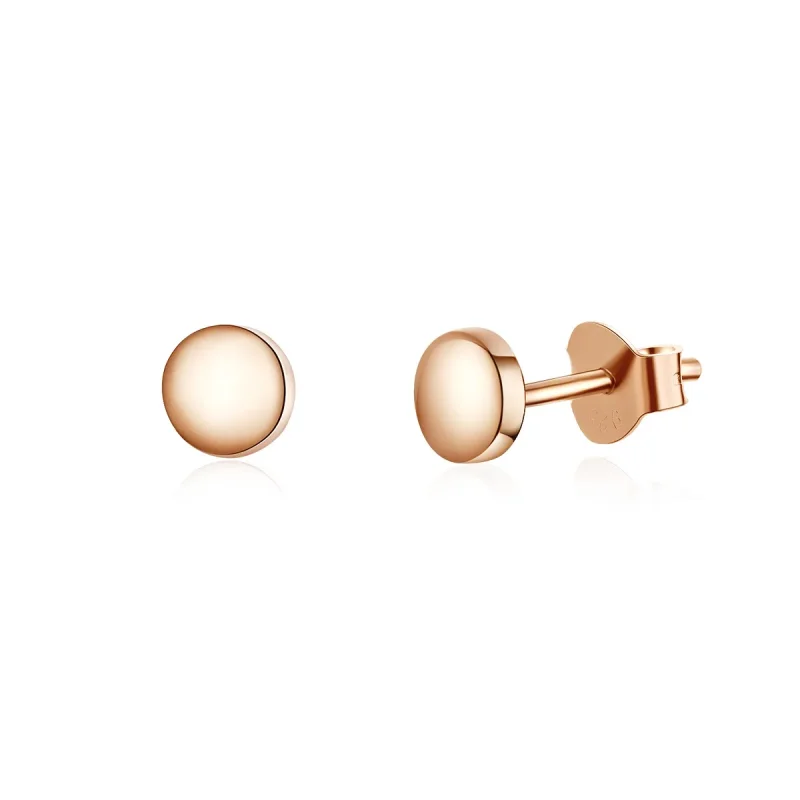 (image for) Pandora Style Rose Gold Stud Earrings, Simple Bean - SCE705-C - Product Image