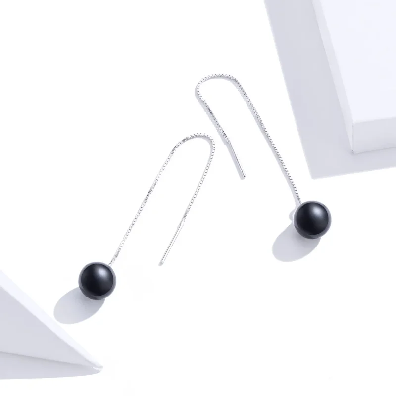 (image for) Pandora Style Silver Dangle Earrings, Agate - SCE878 - View 3