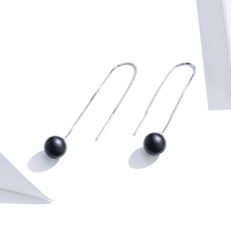(image for) Pandora Style Silver Dangle Earrings, Agate - SCE878 - View 4