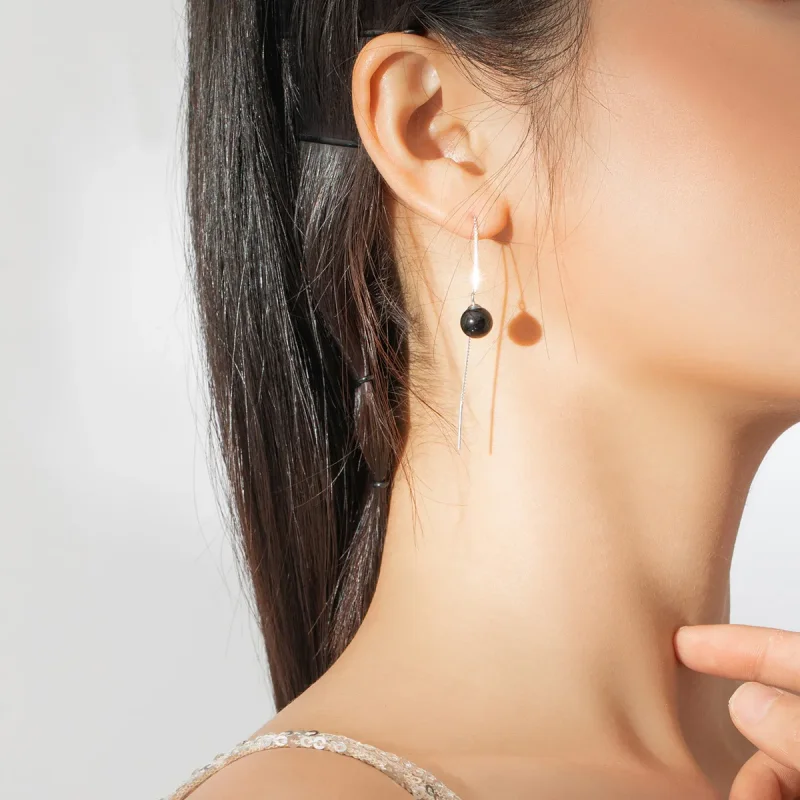 (image for) Pandora Style Silver Dangle Earrings, Agate - SCE878 - View 7