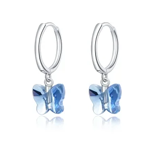 (image for) Pandora Style Silver Dangle Earrings, Butterfly - SCE959