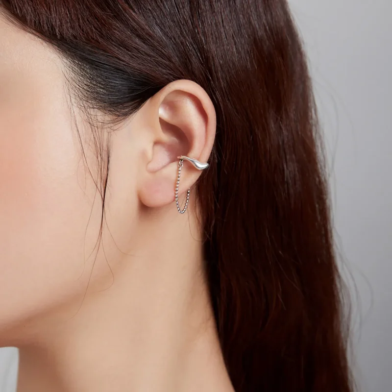 (image for) Pandora Style Silver Dangle Earrings, Chain - SCE1120 - View 5