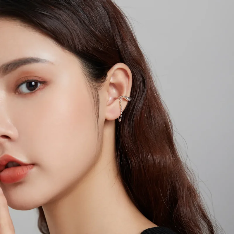 (image for) Pandora Style Silver Dangle Earrings, Chain - SCE1120 - View 7