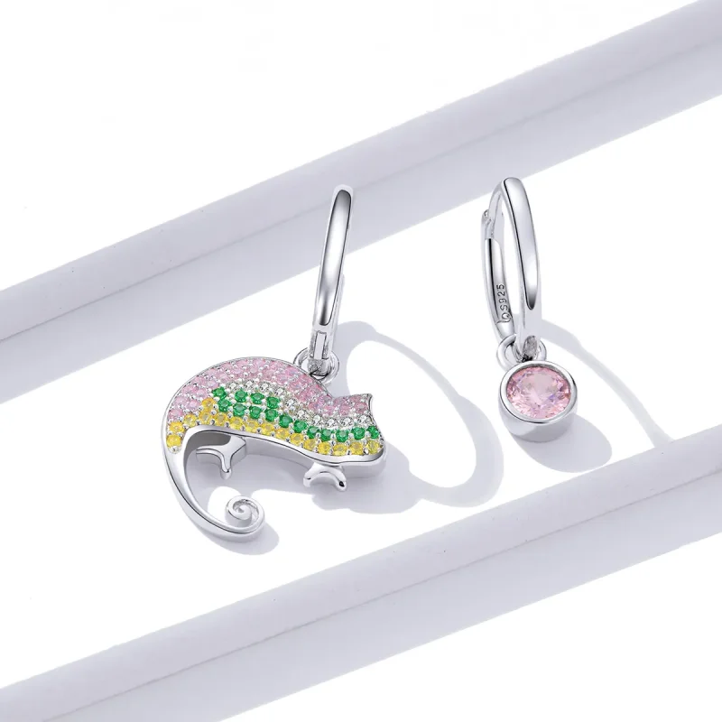 (image for) Pandora Style Silver Dangle Earrings, Chamaeleonidae - BSE368 - View 2