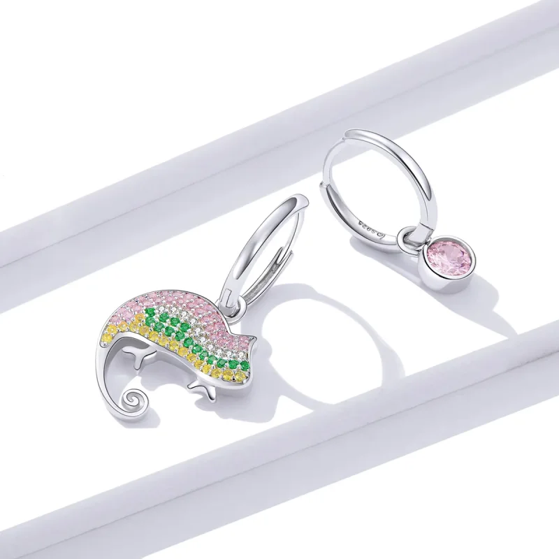 (image for) Pandora Style Silver Dangle Earrings, Chamaeleonidae - BSE368 - View 3